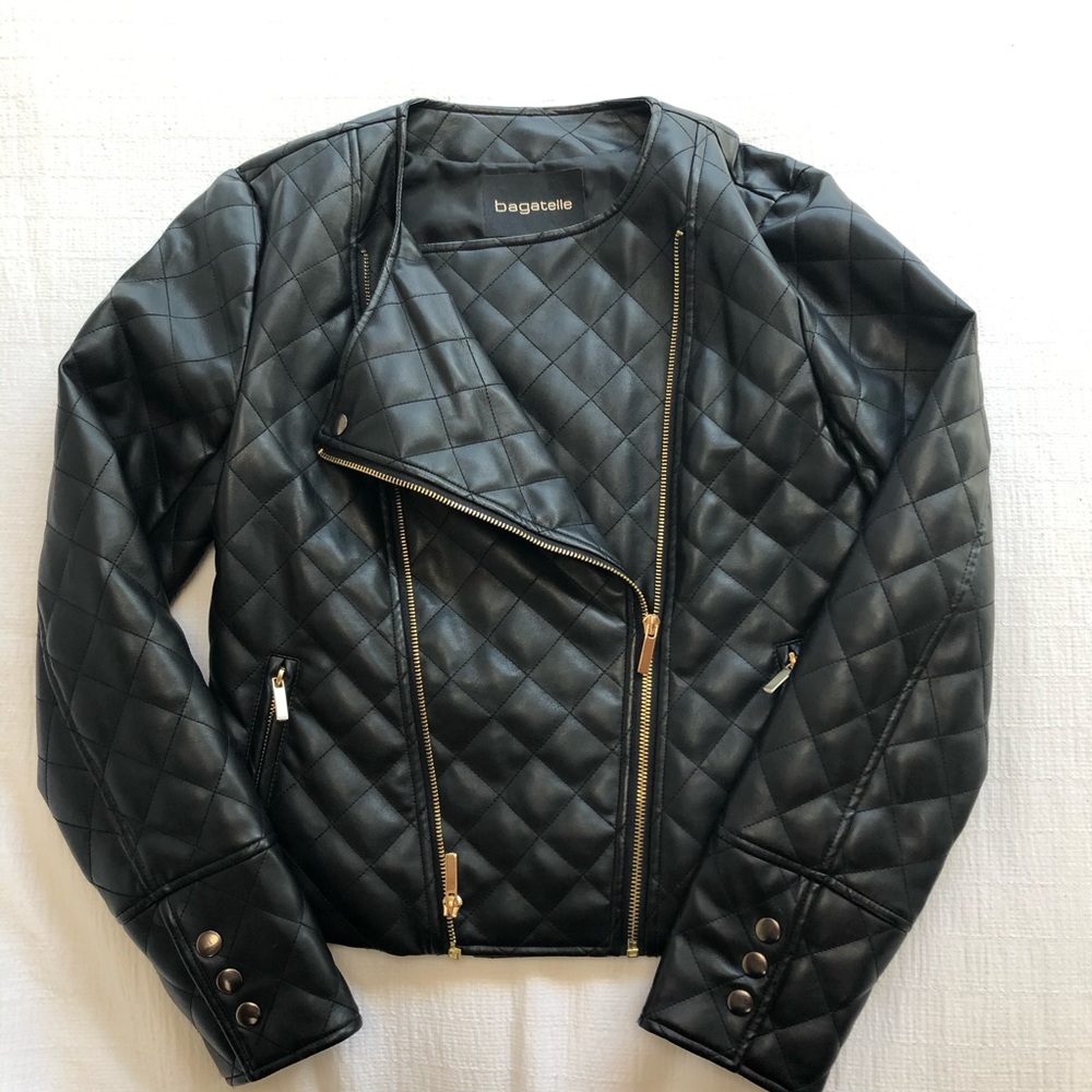 SOLD ❤️Bagatelle Leather Quilted Jacket